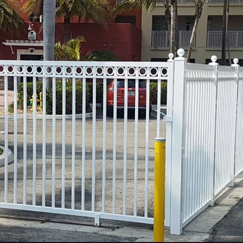 White ornamental sliding gate