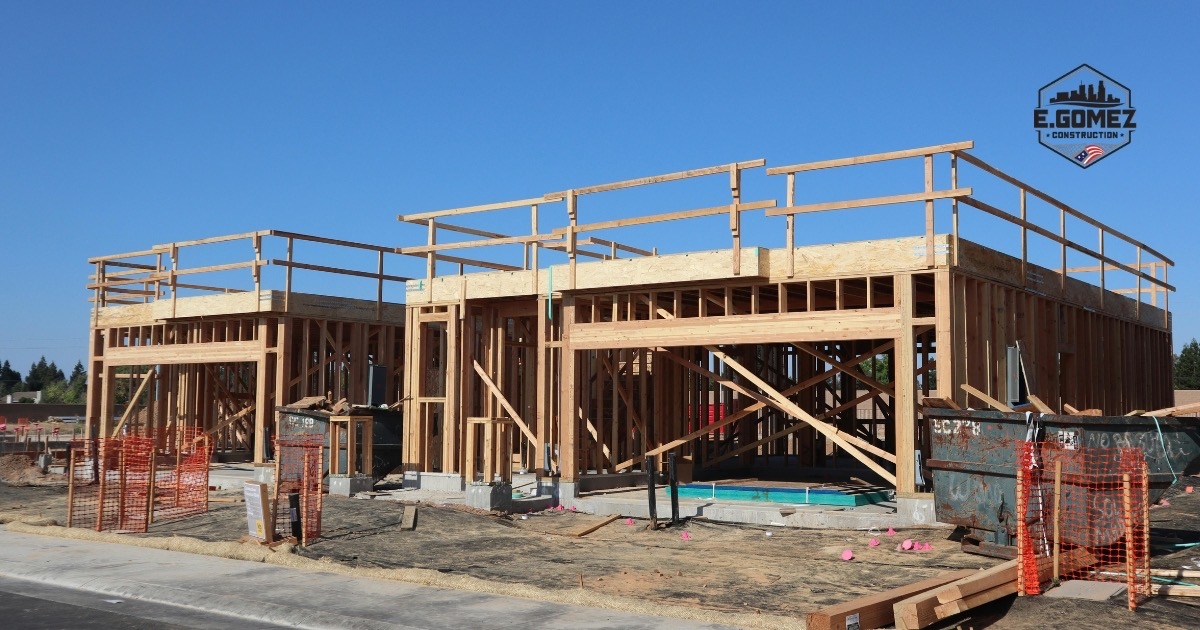 Residential property framed during an exterior remodeling project